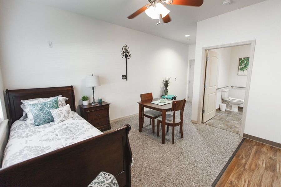 Interior view of Angels Senior Living At New Tampa featuring cozy decor, furniture, and appliances.