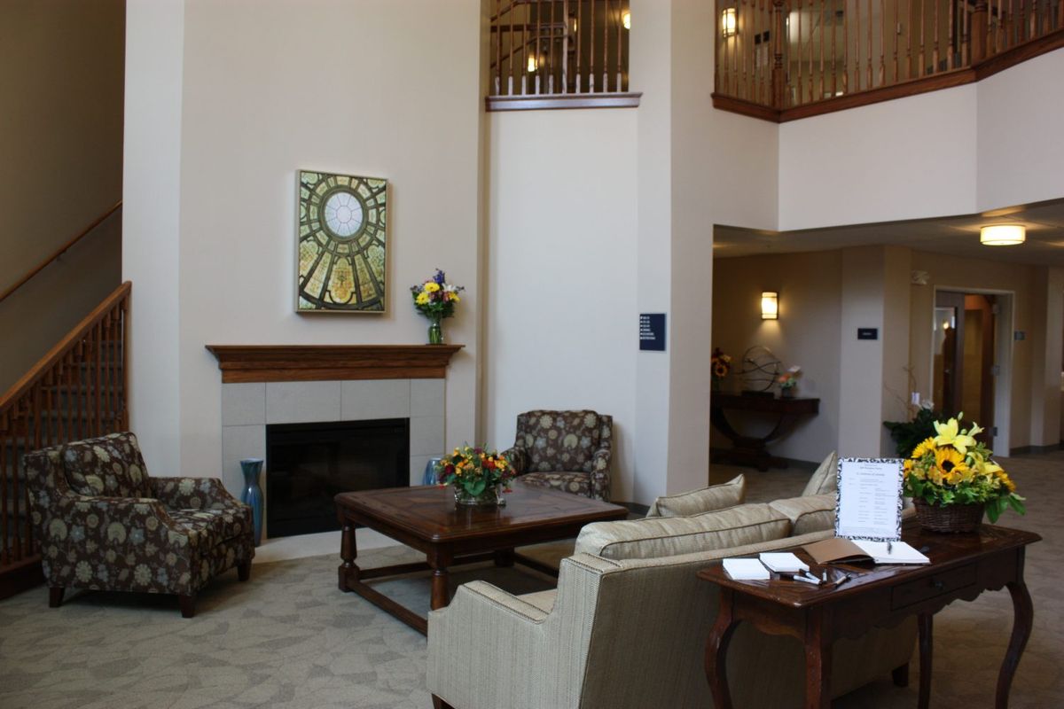 Interior view of St. Anthony of Lansing senior living community featuring elegant decor.