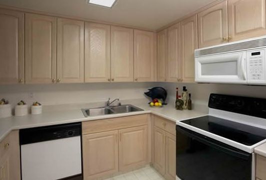 Interior view of Magnolia Of Millbrae senior living community kitchen with modern appliances.