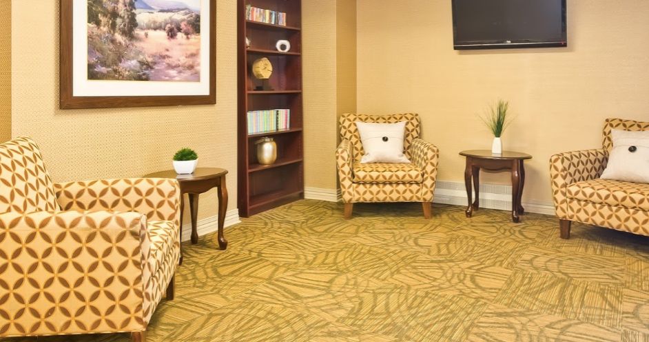 Interior view of Aperion Care Oak Lawn senior living community with modern decor and amenities.