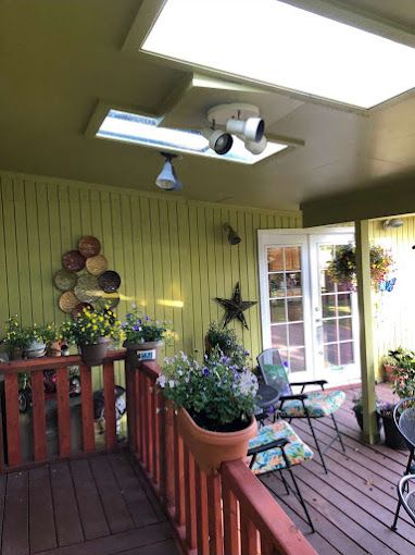 Senior living community, Jewel Lake Assisted Living Home, featuring architecture with balconies, plants, and pet-friendly spaces.