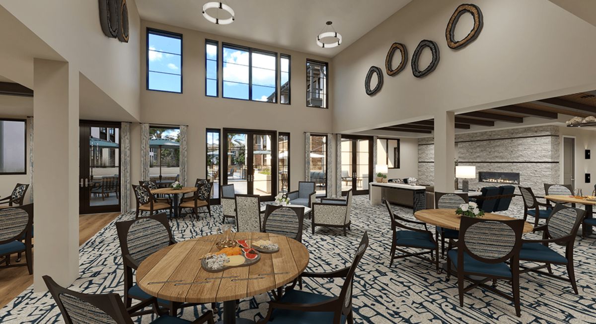 Interior view of Morningstar of Mission Viejo senior living community featuring dining area.