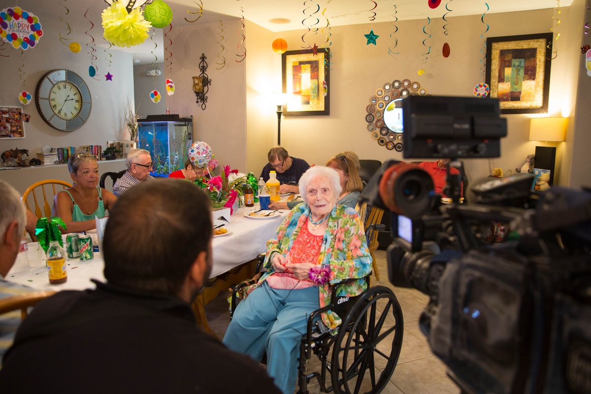 Interview with 107th year old Ethewyn McElroy by News 12 at All Care Assisted Living Home a beautiful assisted living home in Surprise az a care home for seniors 