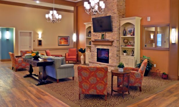 Interior view of Memory Lane Cottage at Tampa Palms, featuring a cozy living room with modern amenities.