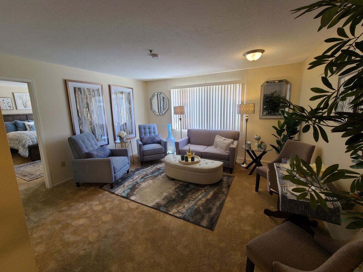 Interior view of Silvergate San Marcos senior living community featuring modern decor and furniture.