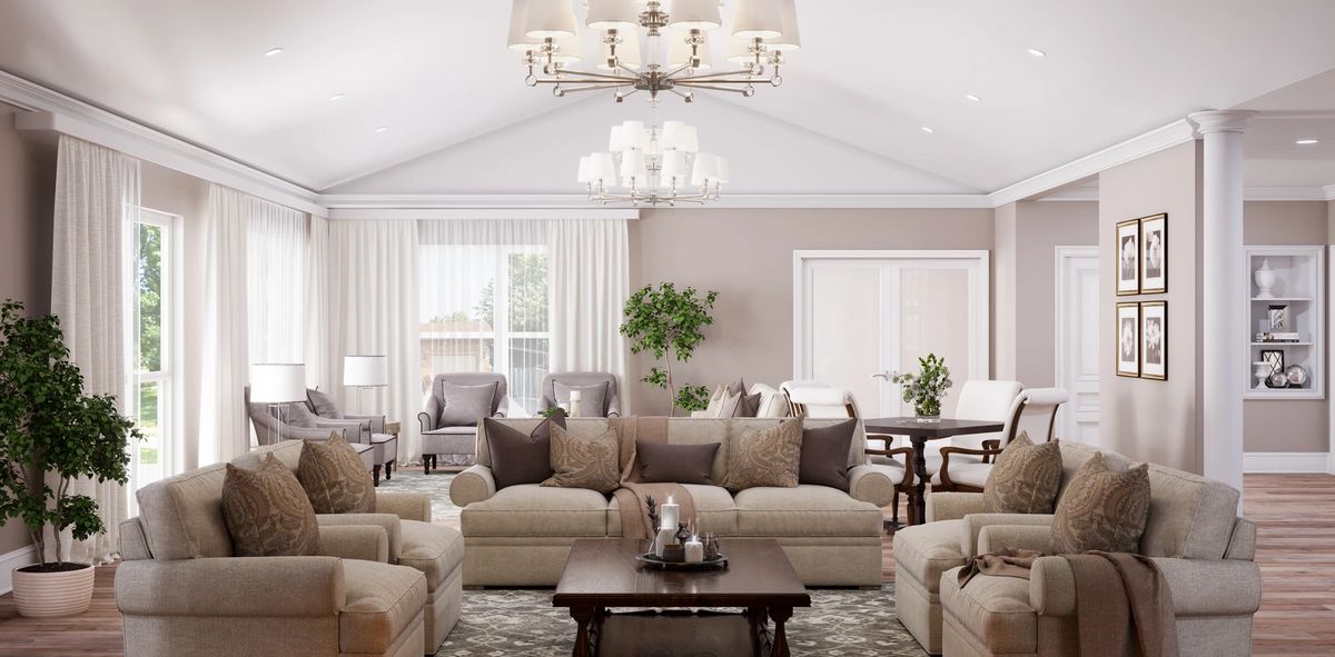 Interior view of Home Decor senior living community featuring elegant architecture and furniture.