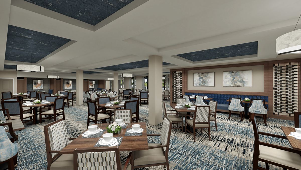 Interior view of Morningstar senior living community in Mission Viejo featuring dining area.