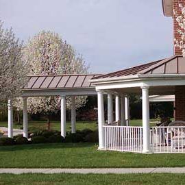 Senior living community at Terraces At Parke Place with outdoor gazebo and housing architecture.