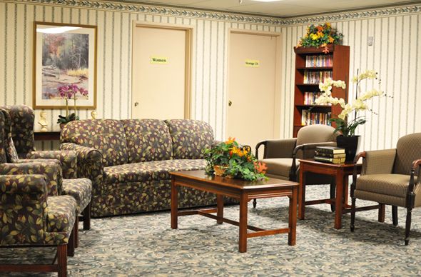 Interior view of Villa Sorrento senior living community featuring elegant furniture and decor.