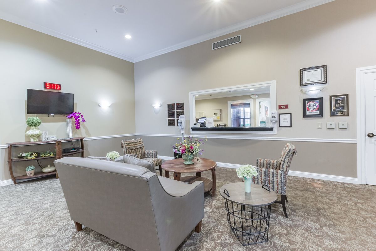 Senior living community in Town Village Tulsa featuring modern interior design and electronics.