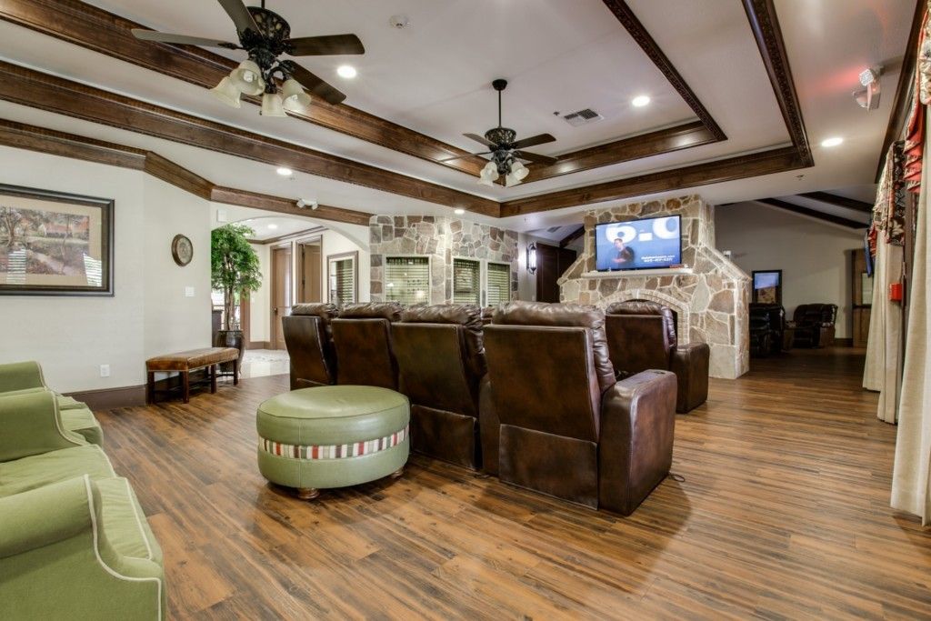 Senior living room interior at Avalon Care Group Cedar Park with modern appliances and decor.