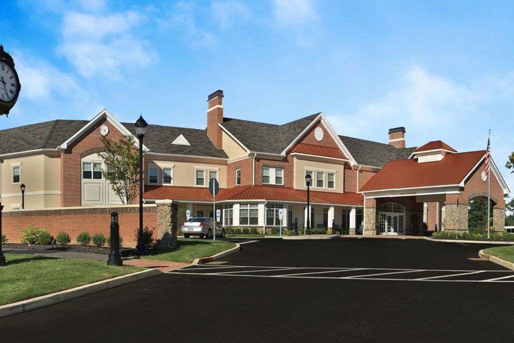 Brandywine Living at Voorhees, a suburban senior living community with modern architecture.