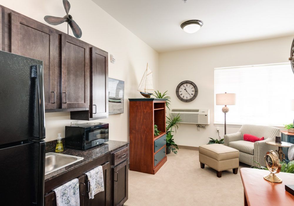 Interior view of Corner senior living community in Silver Spring, featuring modern home decor and appliances.