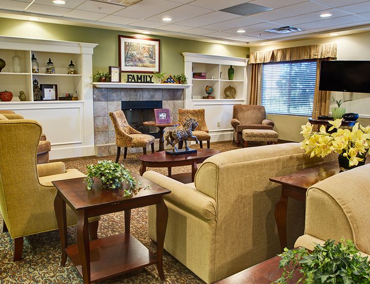 Interior view of Long Cove senior living community featuring modern architecture and home decor.