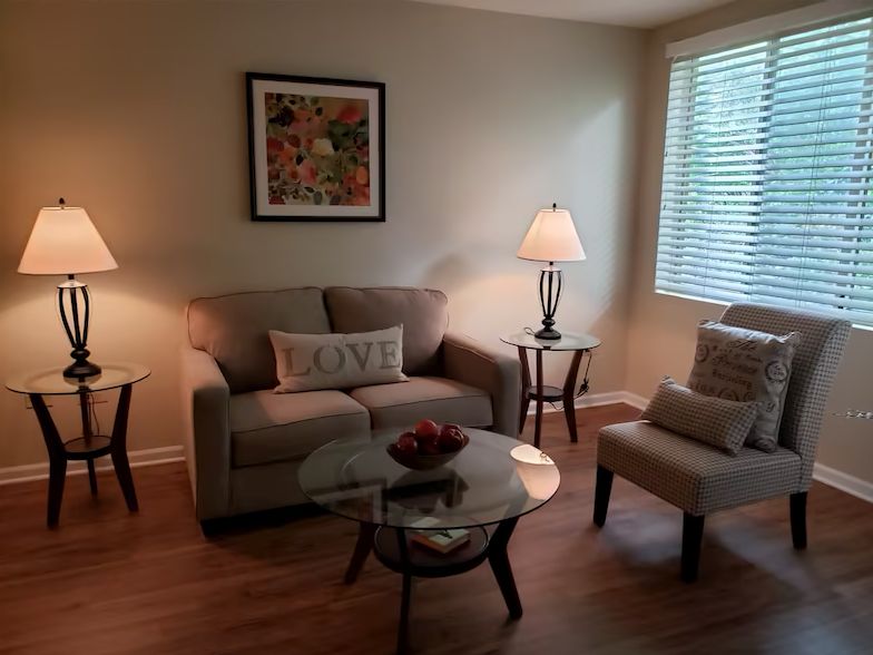 Interior view of The Pointe at Eastgate senior living community featuring modern decor and furniture.