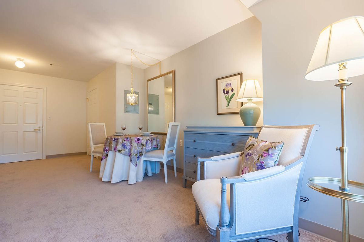 Interior view of Providence House senior living community featuring elegant decor and furniture.