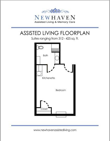 Floor plan layout of New Haven Assisted Living and Memory Care community in Kyle.