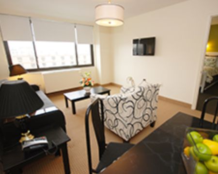 Interior view of The Waterford On The Bay senior living community featuring modern furniture and decor.
