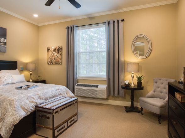 Interior view of Legacy At Highwoods Preserve senior living community featuring modern decor.