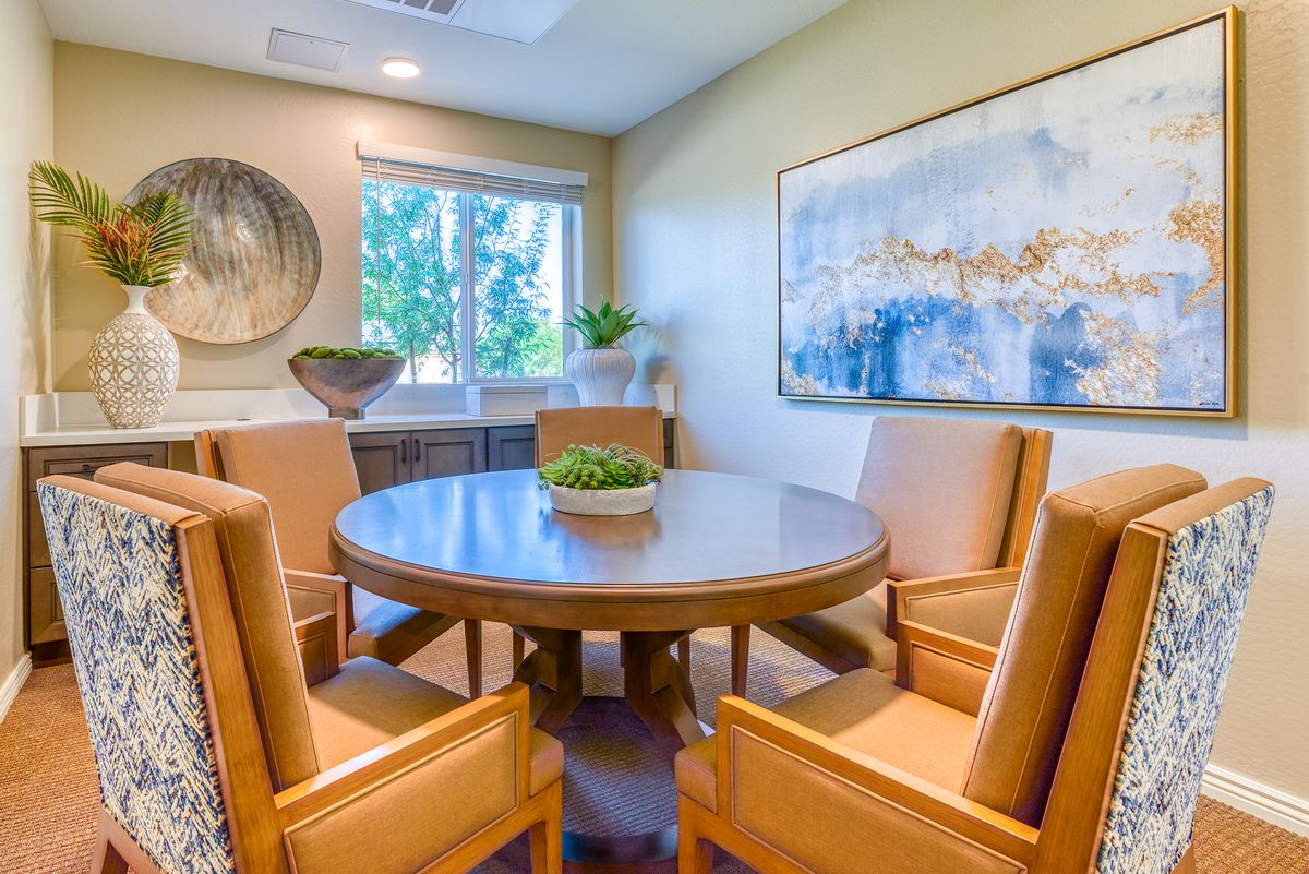 Elegant interior design of Pacifica Senior Living Paradise Valley with furniture, art, and decor.