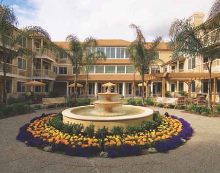 Oakmont Of Montecito senior living community featuring resort-style architecture and urban housing.