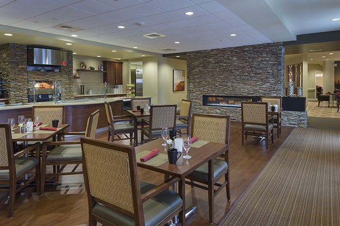 Interior view of Brightview Paramus senior living community featuring a well-designed dining area.