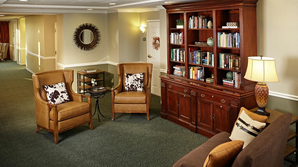 Interior view of Belmont Village Senior Living Green Hills featuring modern decor and furniture.