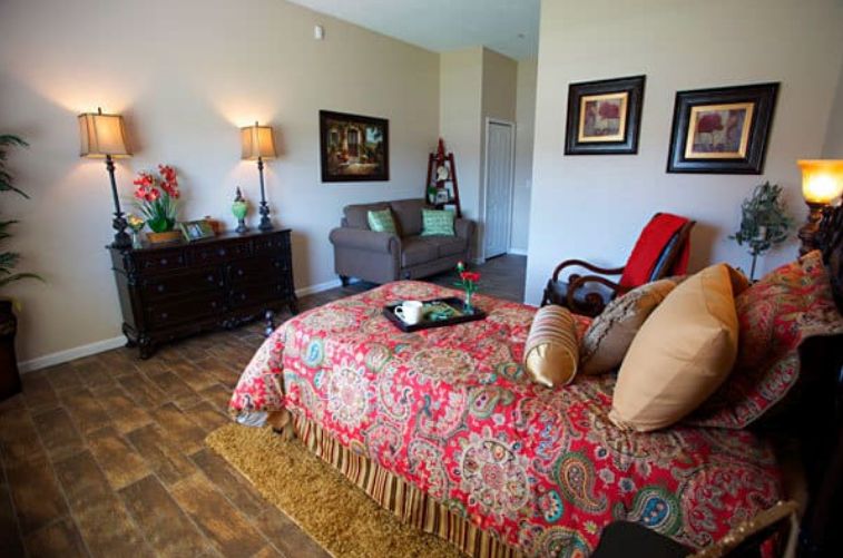 Interior of Home Decor inspired senior living community in Sarasota with elegant furniture.