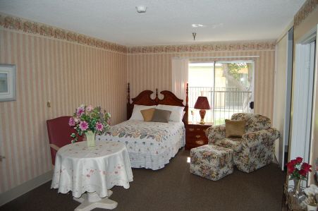 Interior view of Lakewood Gardens senior living community featuring modern decor and architecture.