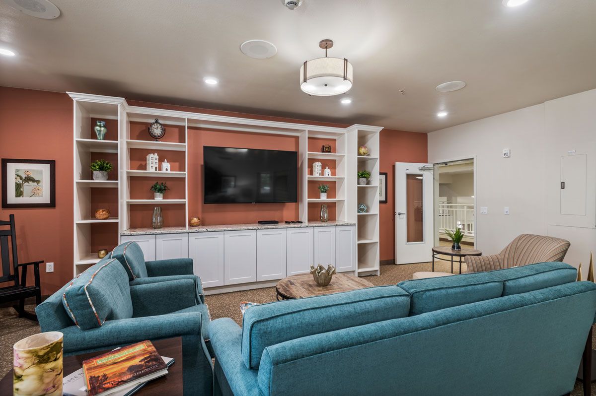 Interior view of Wilshire Estates Gracious Retirement Living featuring modern decor and electronics.