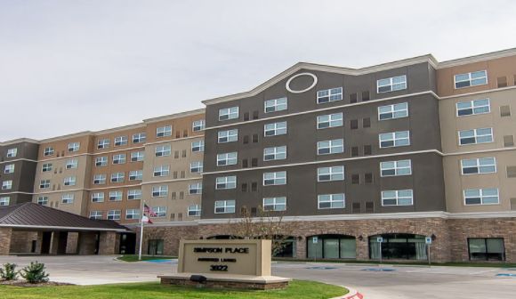 High-rise apartment building complex, City Urban Architecture, at Simpson Place senior living community.