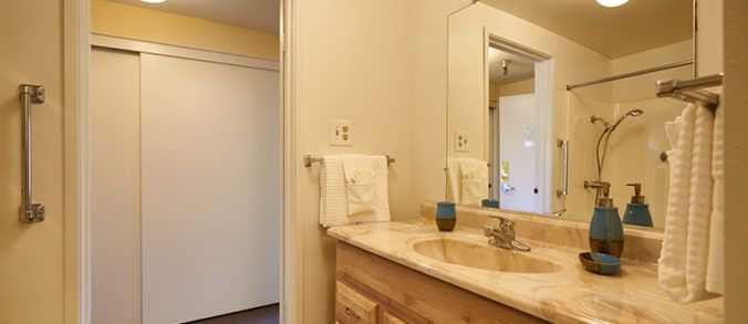 Interior view of Vista Montana Senior Living, featuring a corner sink and modern design.