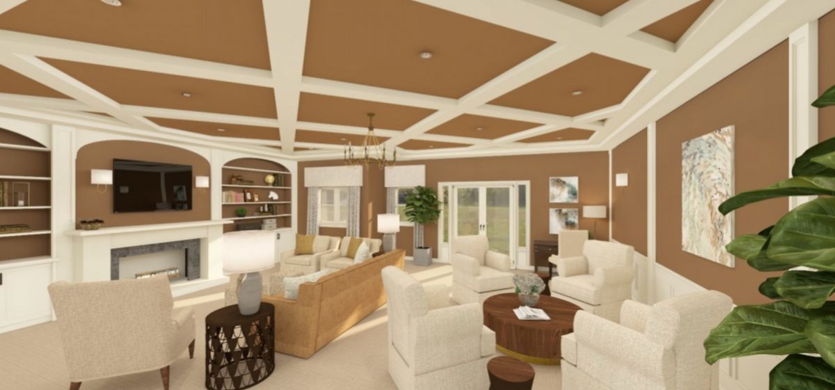 Interior view of Goldton At Venice senior living community featuring elegant decor and furniture.