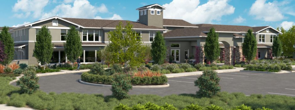 Senior residents enjoying at Oakmont Of Lodi, a suburban senior living community with lush greenery.