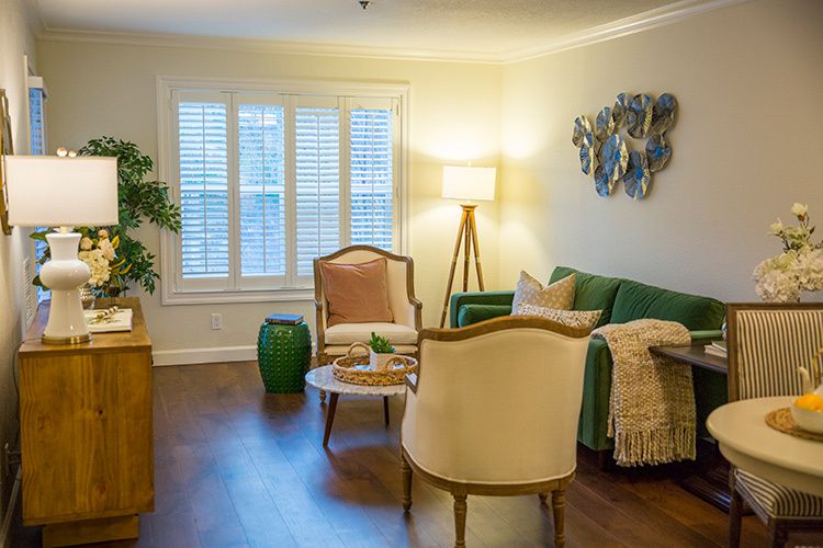 Interior view of Byron Park senior living community featuring stylish furniture and decor.