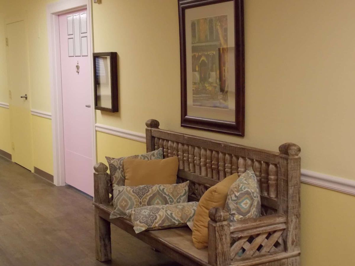 Interior view of Casa De Modesto senior living community featuring modern decor and furniture.