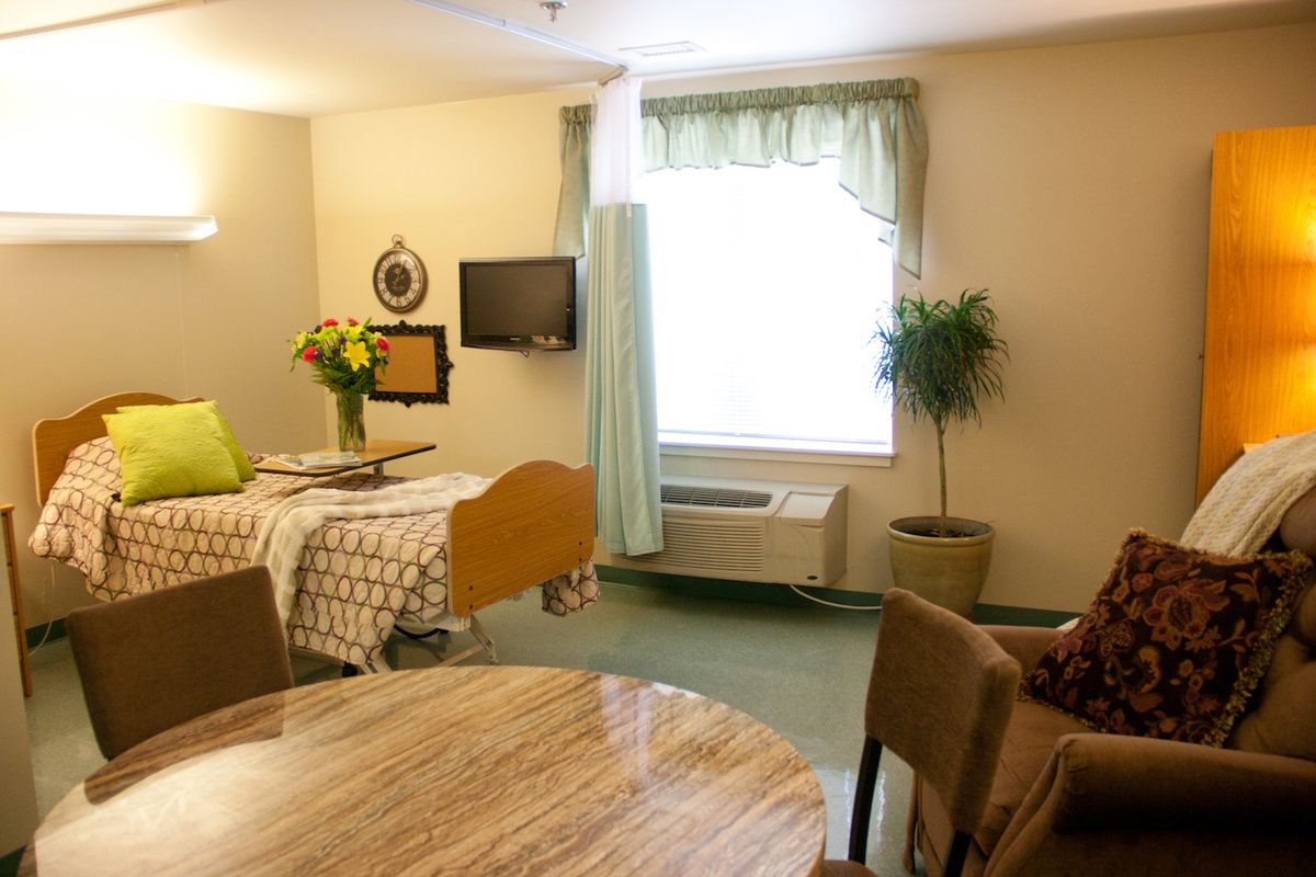 Interior view of Fair Oaks Rehabilitation & Health Care Center featuring modern decor and amenities.