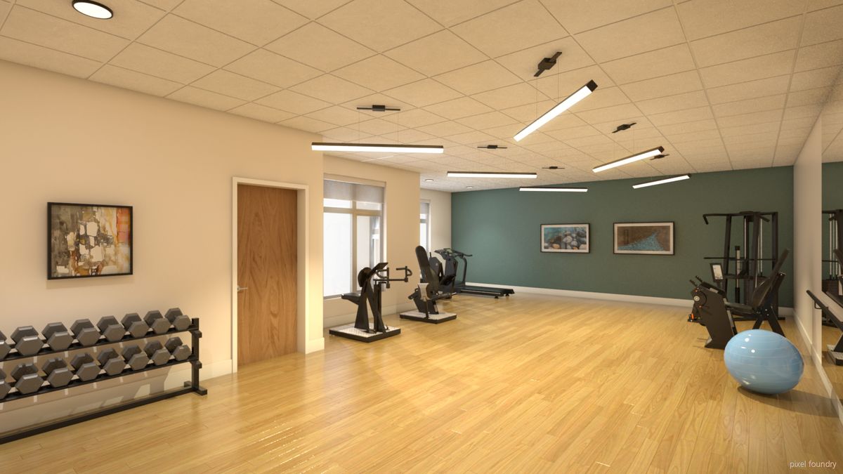 Our beautiful fitness center with yoga studio and onsite PT/OT