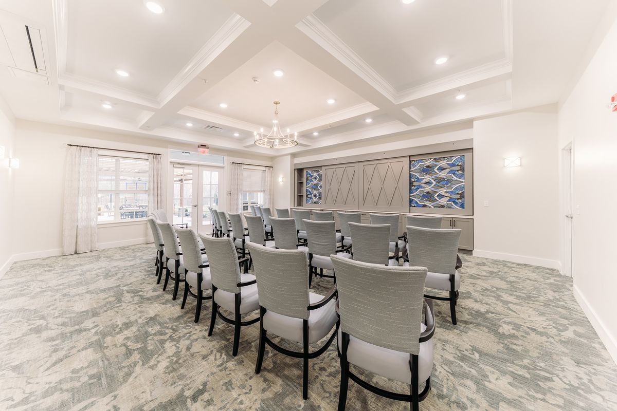 Interior view of The Capstone at Station Camp senior living community reception room.