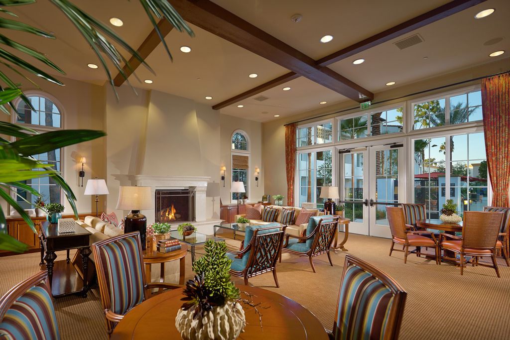 Interior view of Azulon at Mesa Verde senior living community featuring stylish decor and furniture.