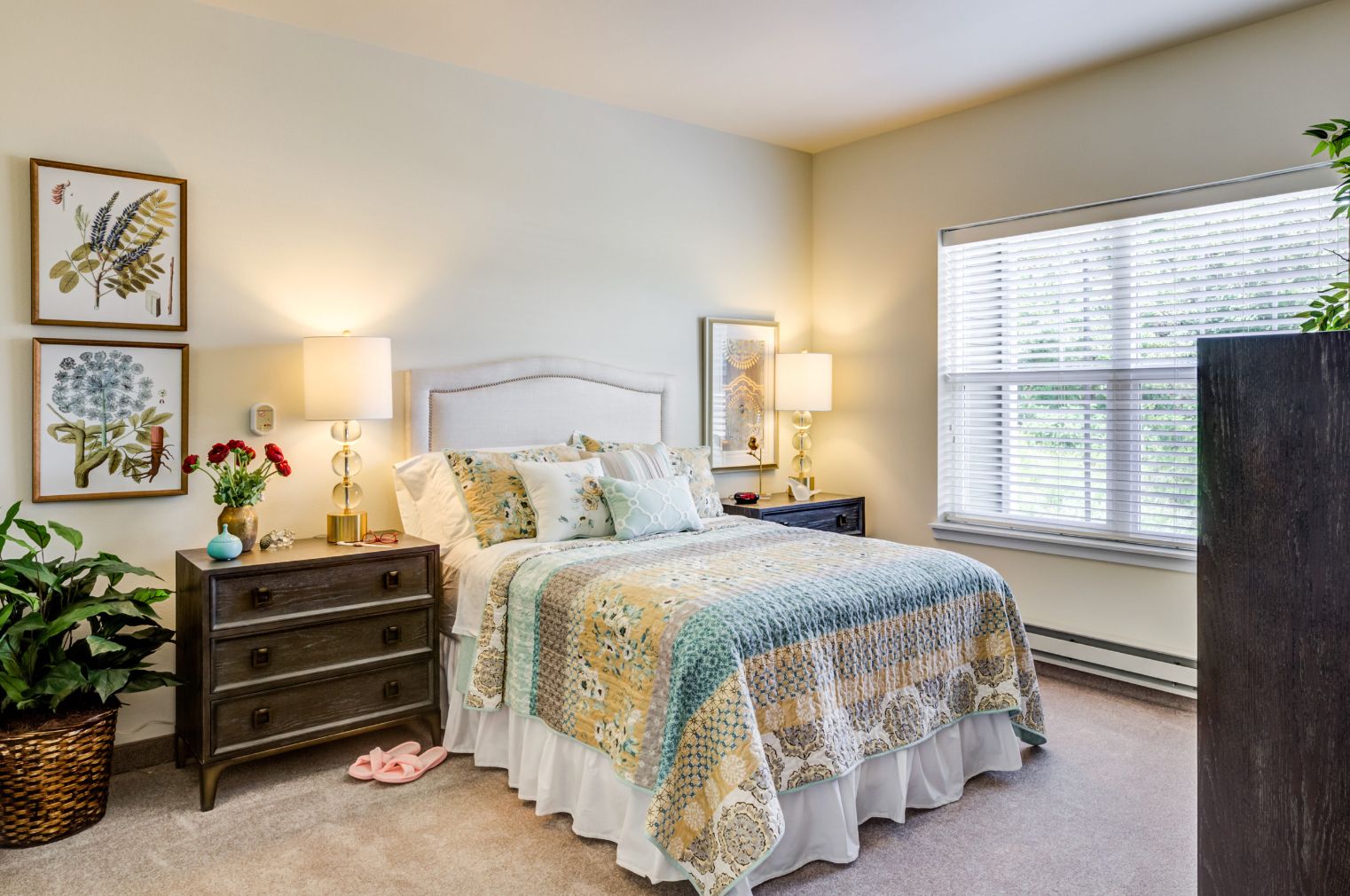 Interior view of a bedroom at Camellia Gardens Gracious Retirement Living with elegant decor.