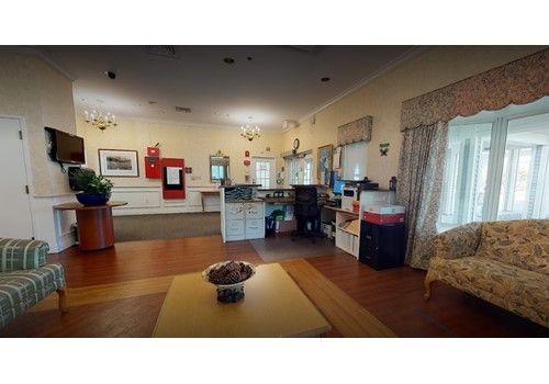 Interior view of Walpole Healthcare senior living community featuring modern decor and amenities.