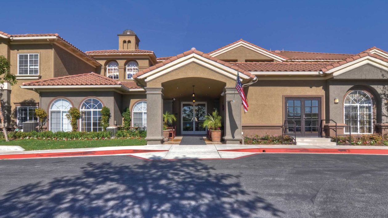 Suburban senior living community, Ivy Park at Mission Viejo, featuring housing architecture.