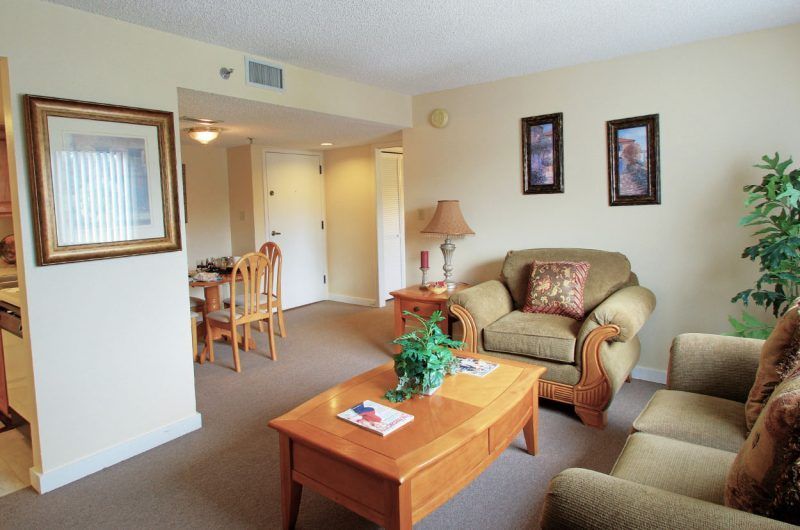 Senior living community Spring Haven's interior featuring cozy living and dining rooms with modern decor.