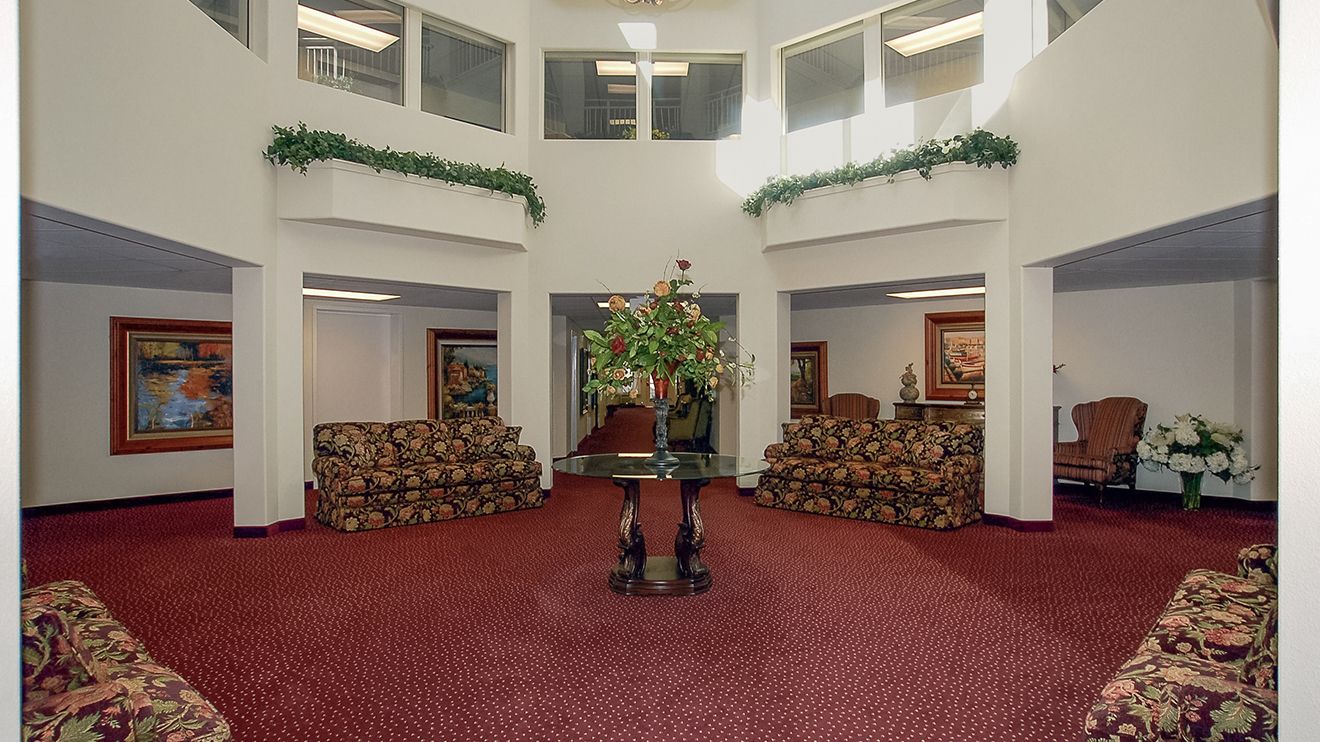 Senior living community interior at Sugar Valley Estates featuring elegant decor and furniture.