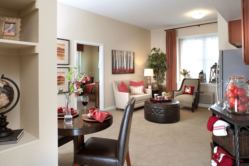 Interior of MorningStar senior living community in Fort Collins featuring modern decor and appliances.