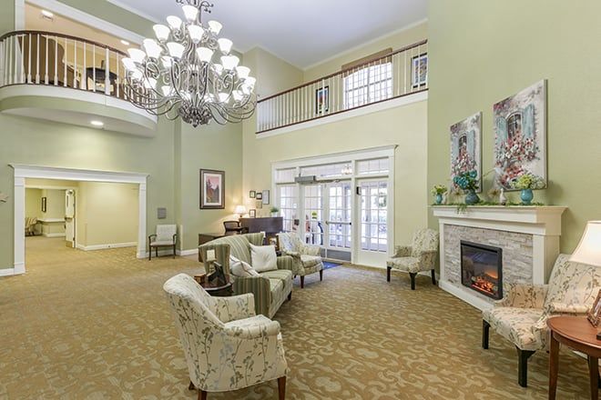 Interior view of Brookdale Germantown senior living community featuring elegant decor and furniture.
