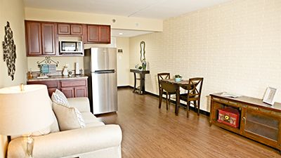 Interior view of Skyline Village at Red Mountain senior living community featuring modern decor.