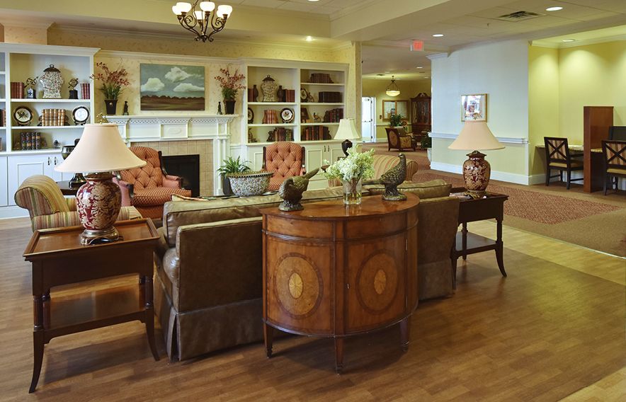 Interior view of Trezevant Manor senior living community featuring elegant furniture and decor.