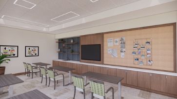 Interior view of Westmont of Culver City senior living community featuring dining and living areas.